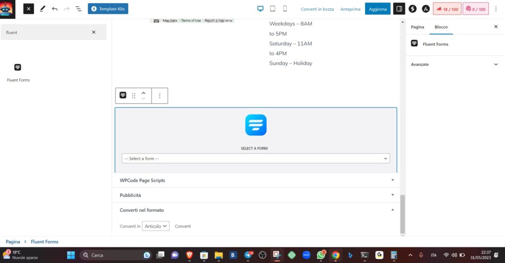fluent form blocco gutenberg